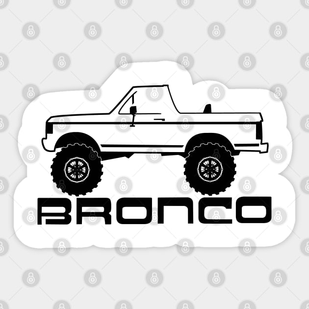 1987-1991 Bronco Side Topless Black Print Sticker by The OBS Apparel